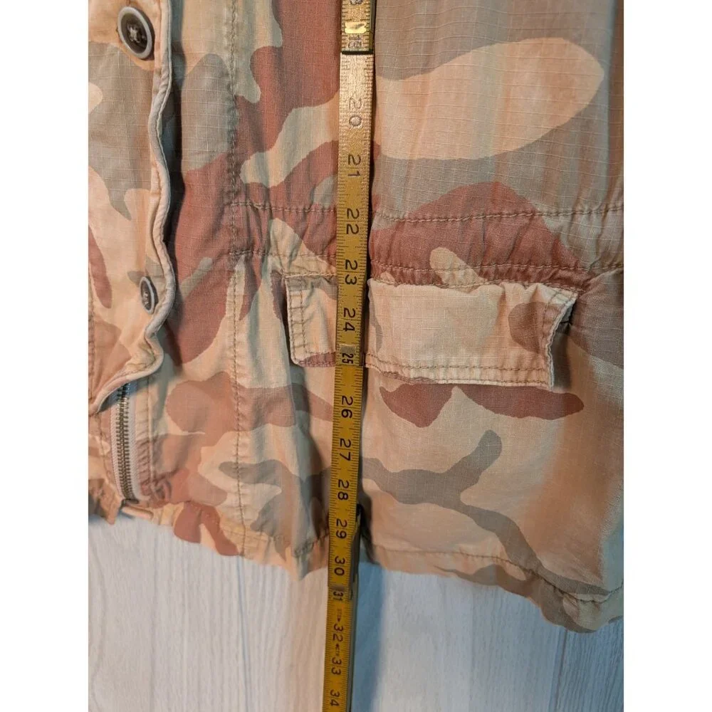 Free People Sz M Lead The Way Tan Camoflage Oversize Bohemian Cotton Jacket - Picture 6 of 6